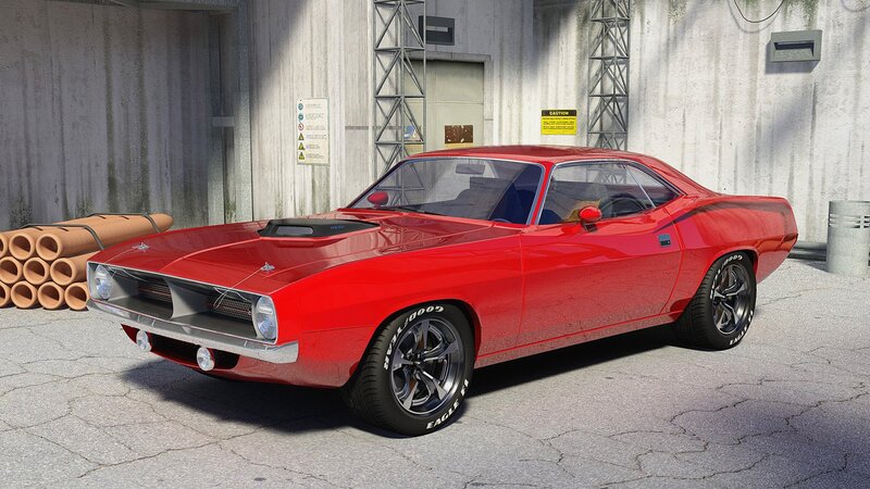 Red Muscle Car — Neutral, Afternoon, 3d Render