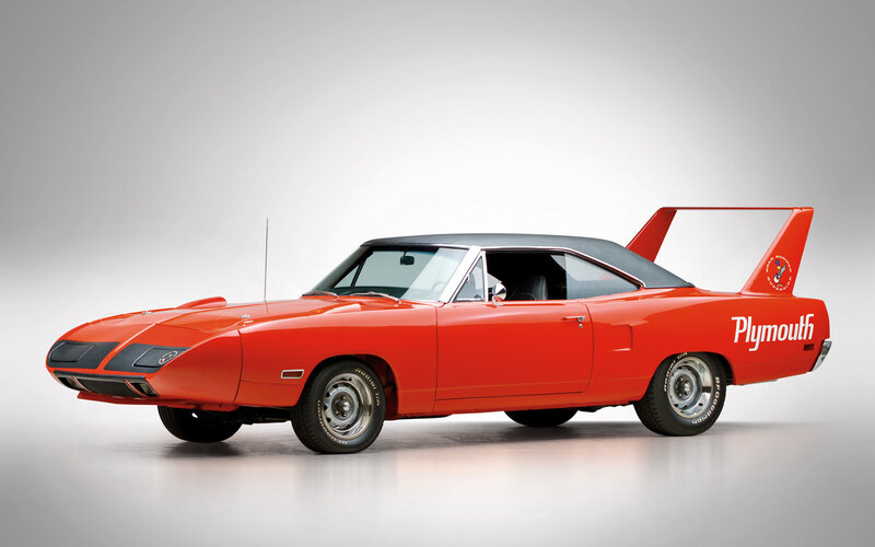Red Muscle Car — Neutral, Photograph, Black Roof