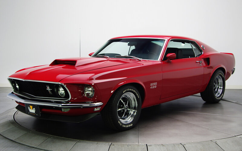 Red Muscle Car — Neutral, Photograph, Wheel, Hood Scoop