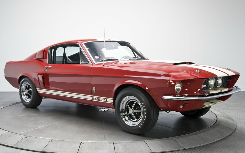 Red Muscle Car — Neutral, Photograph, White Stripes, Chrome Wheels, Antenna