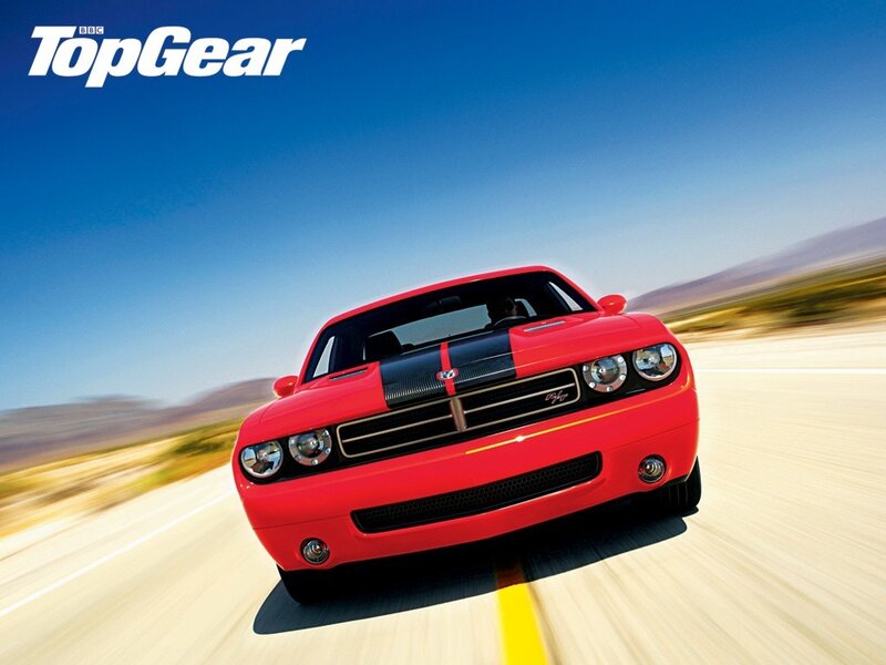 Red muscle car on a desert road