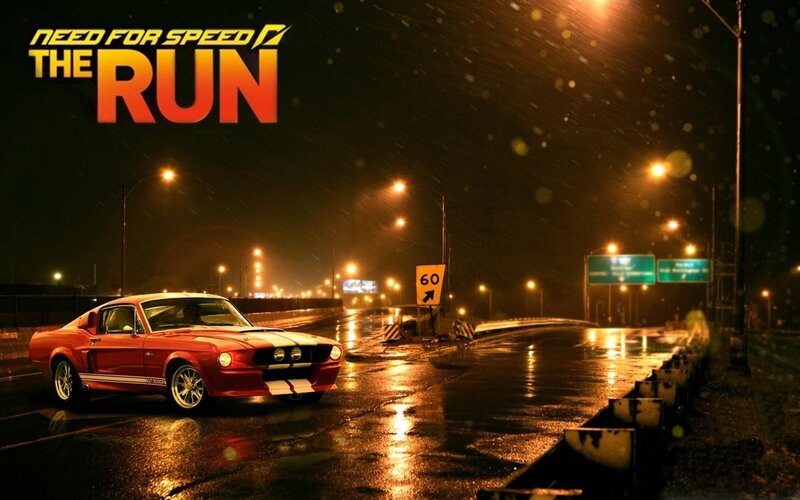 Red Muscle Car on Road — Dramatic, Night, Digital Art