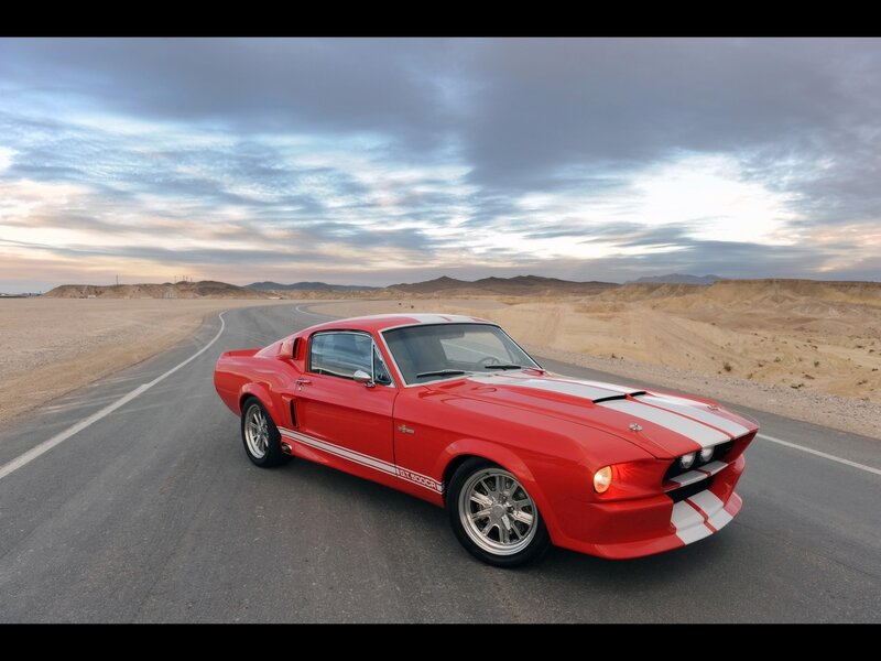 Red Muscle Car on Road — Dramatic