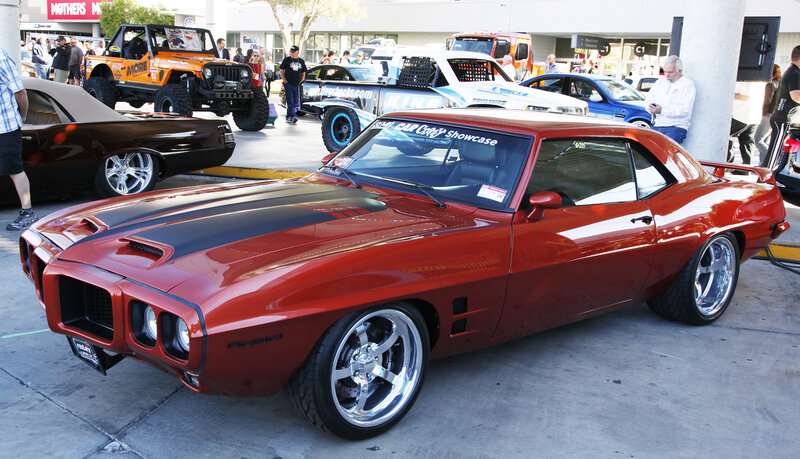 Red Muscle Car — Outdoor, Afternoon, Photograph, Car Show, People, Jeep