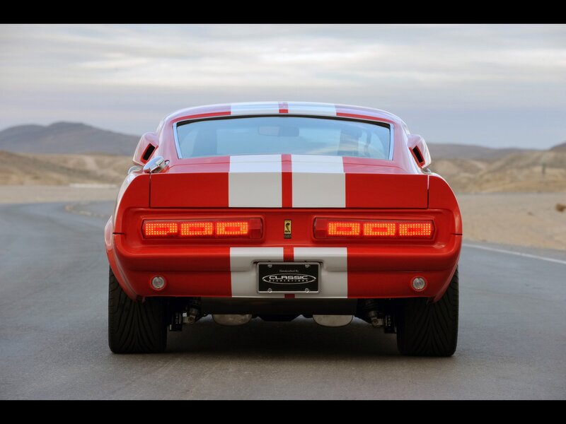 Red muscle car rear view