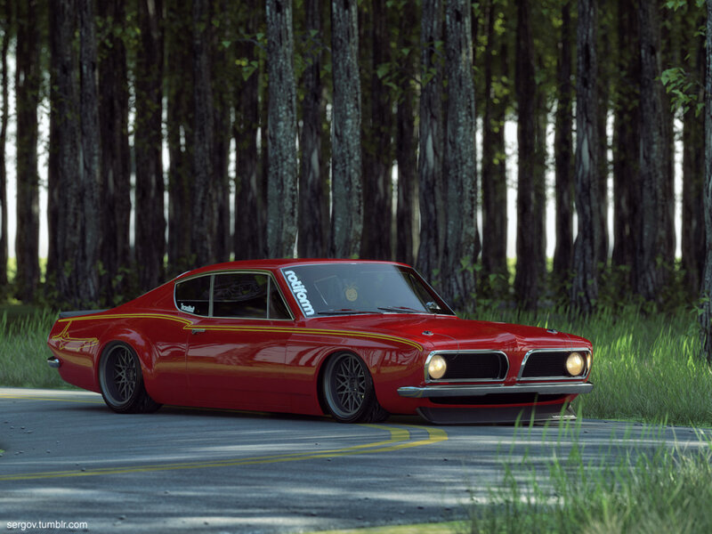 Red Muscle Car — Serene, Afternoon