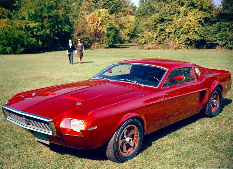 Red Muscle Car — Serene, Autumn, Photograph