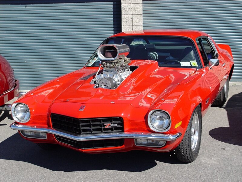 Red Muscle Car — Showcasing, Afternoon, Photograph