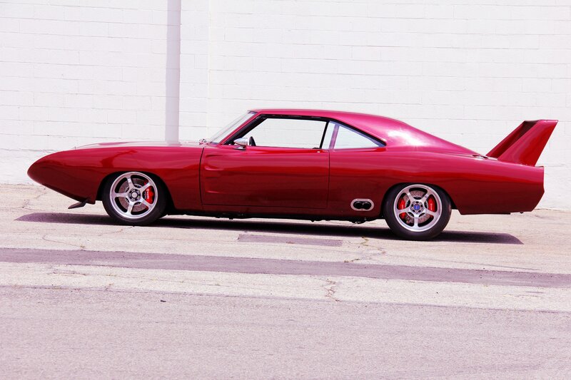 Red Muscle Car — Static, Afternoon, Photograph, White Wall