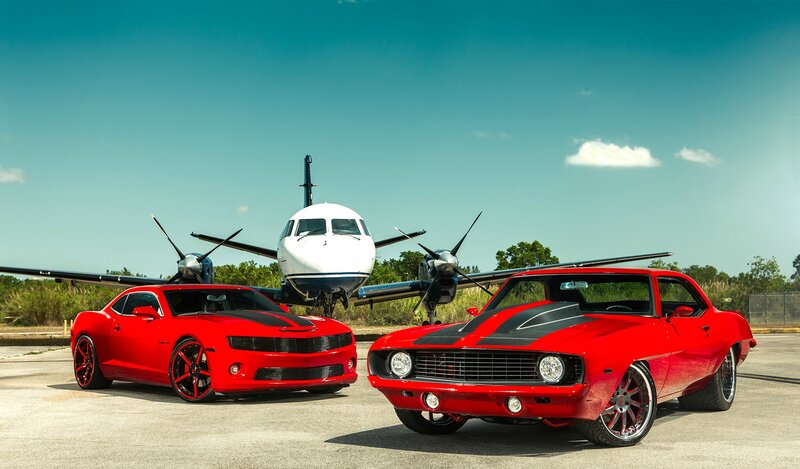 Red Muscle Cars and Plane