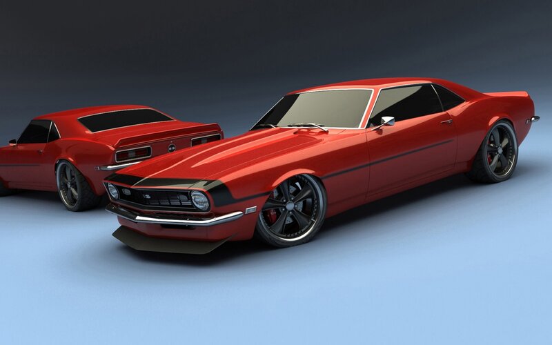 Red Muscle Cars — Dramatic, 3d Render