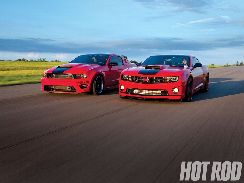 Red Muscle Cars — Dynamic, Sunset