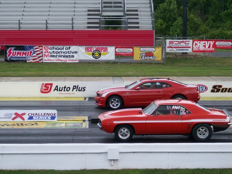 Red Muscle Cars on Track