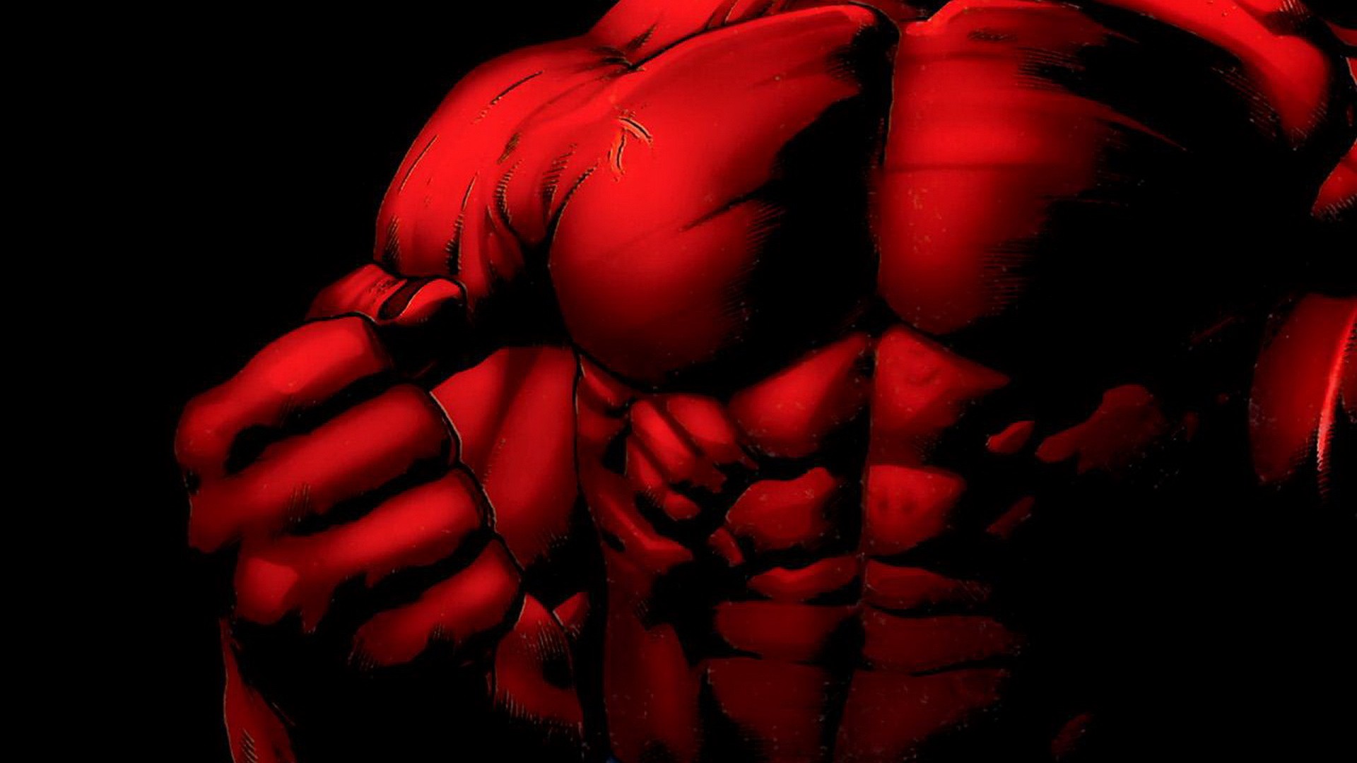red muscular character torso