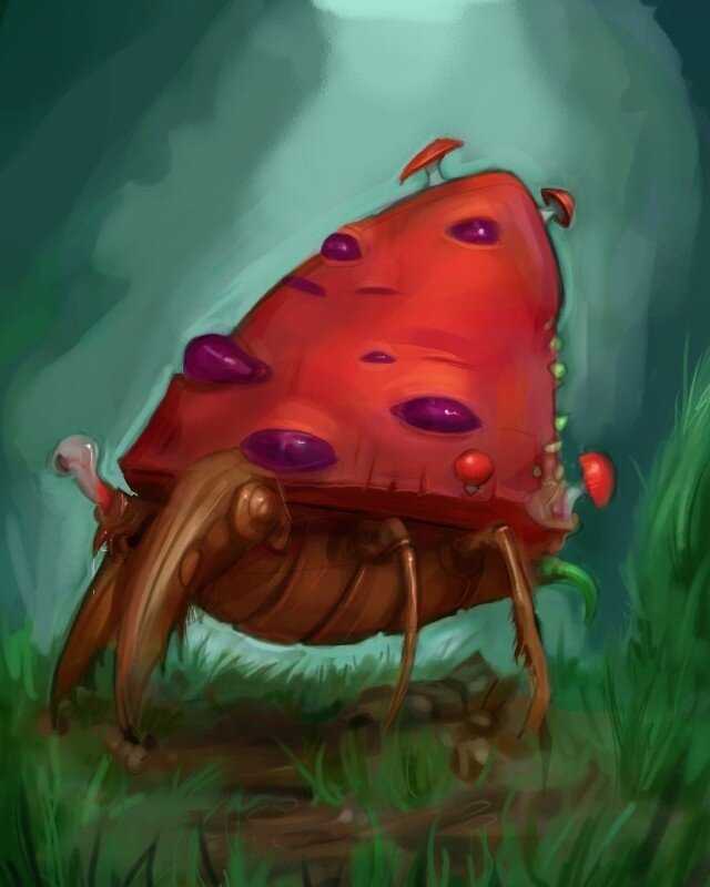 red mushroom creature