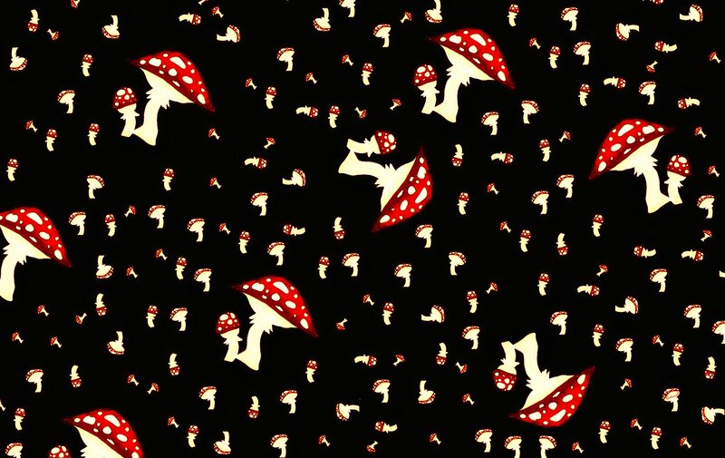 Red Mushrooms on Black
