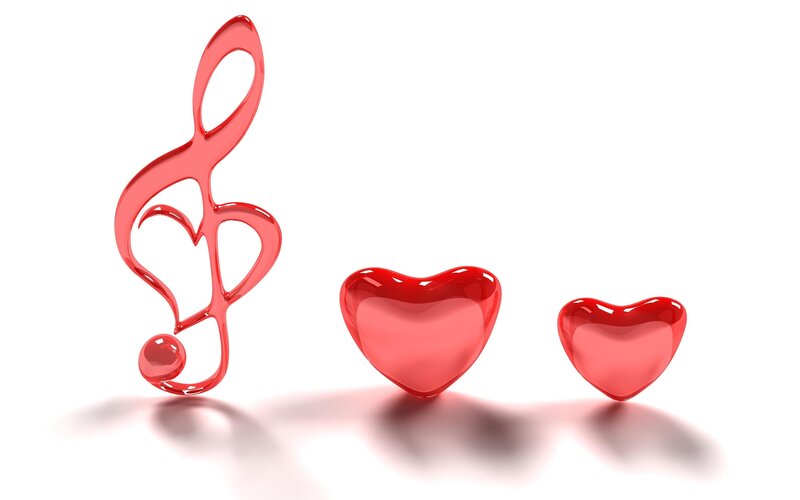 Red Musical Notes and Hearts
