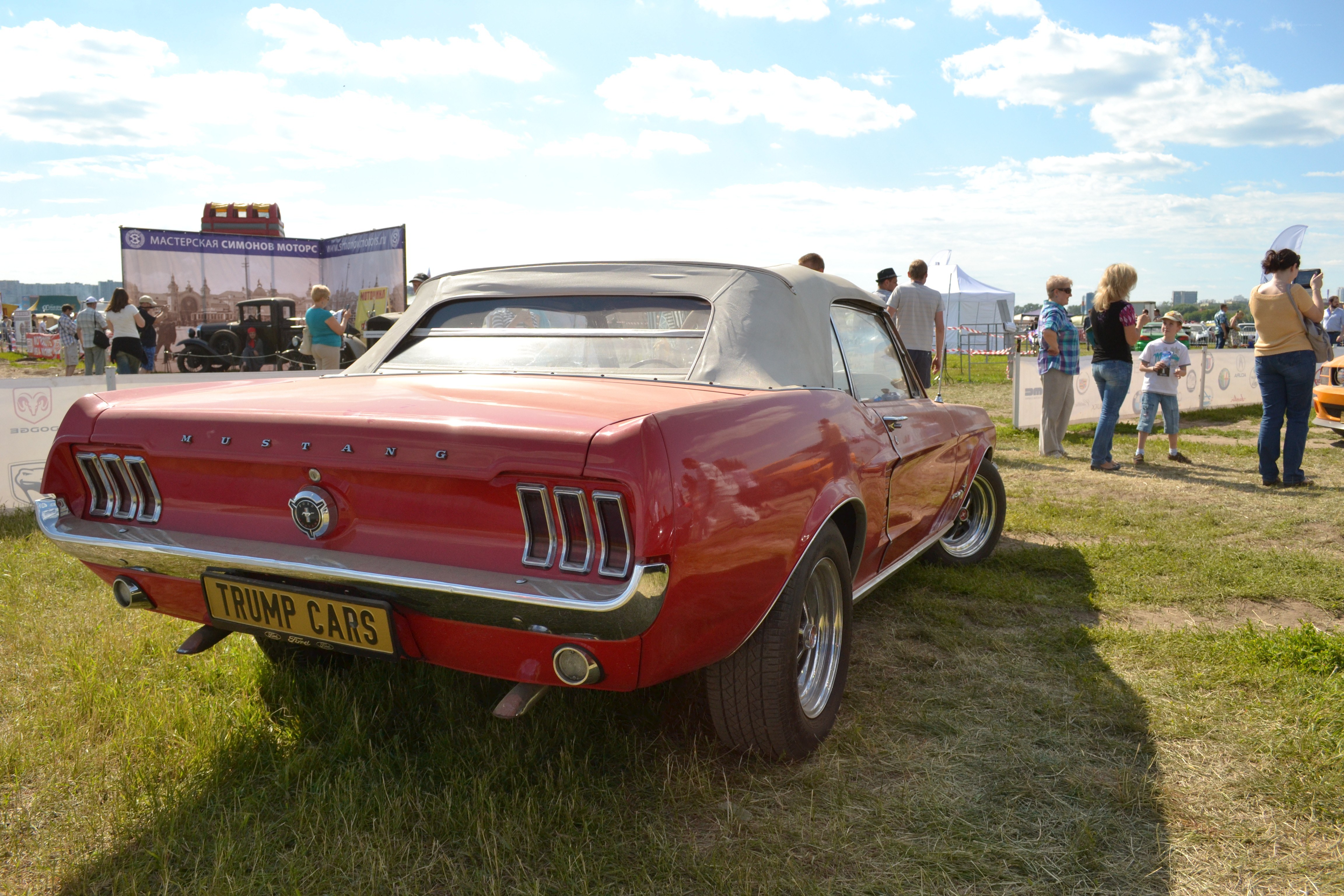 Red Mustang at car show