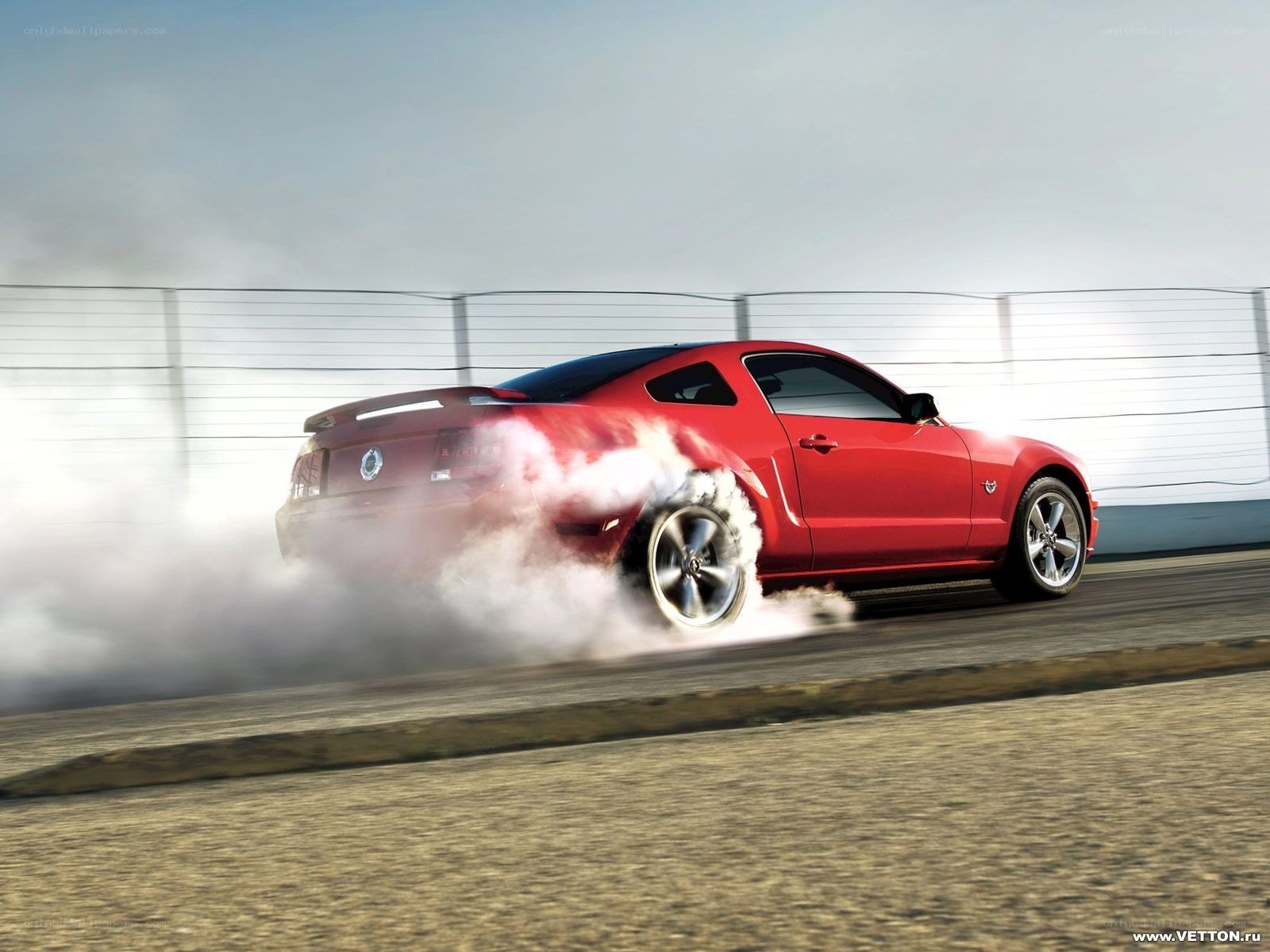 Red Mustang burnout