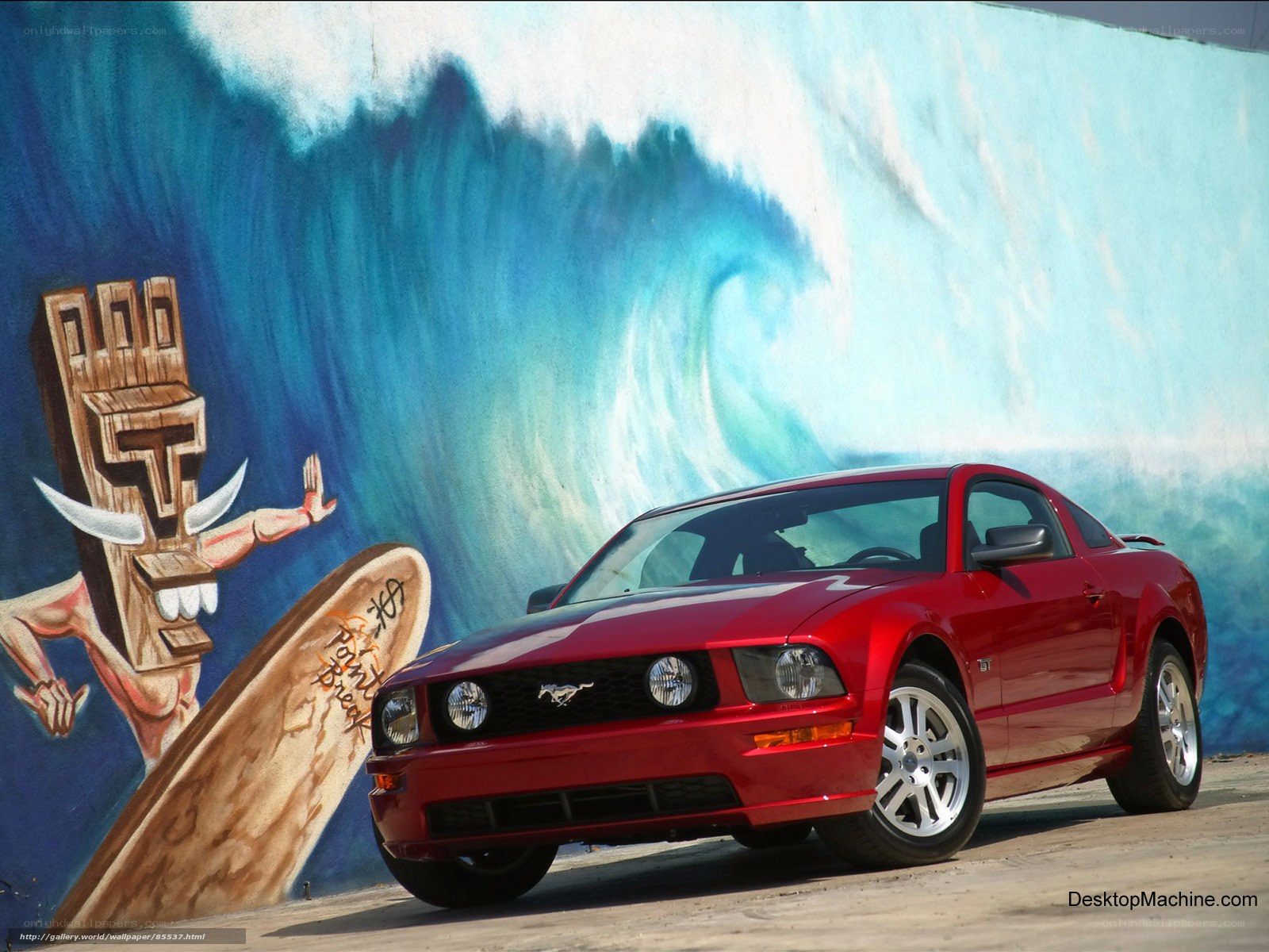 Red Mustang by mural