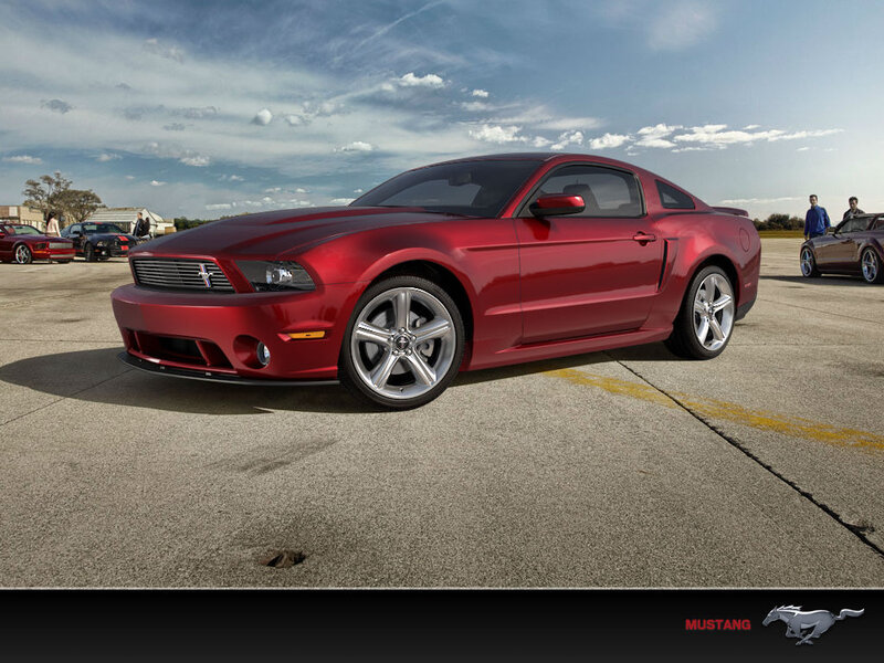 Red Mustang Car — Dramatic, Afternoon, Photograph, People