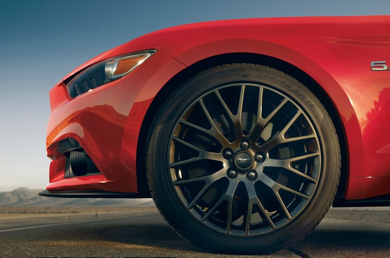 Red Mustang Car — Dramatic, Afternoon, Photograph, Wheel