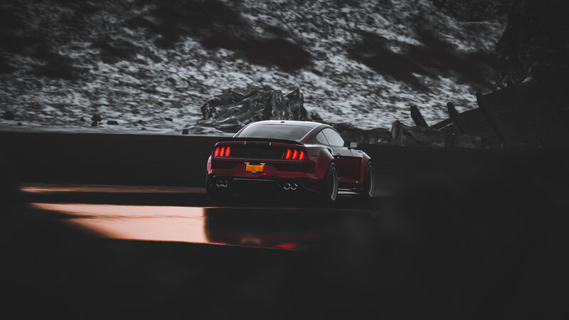 Red Mustang Car — Dramatic, Night, 3d Render