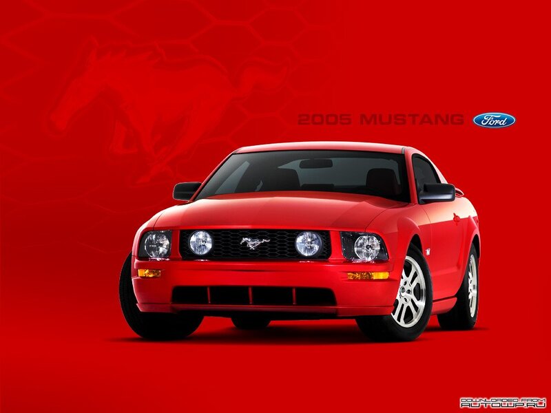 Red Mustang Car — Dramatic, Photograph, Logo