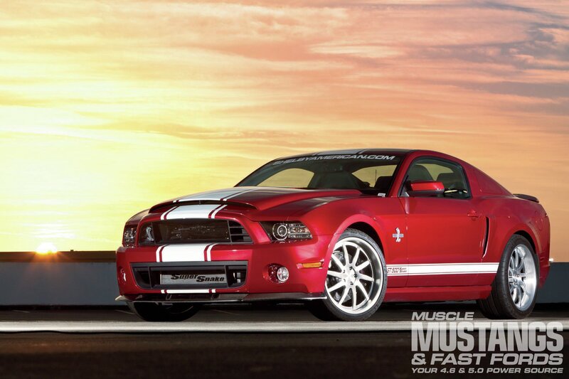 Red Mustang Car — Dramatic, Sunset, Photograph