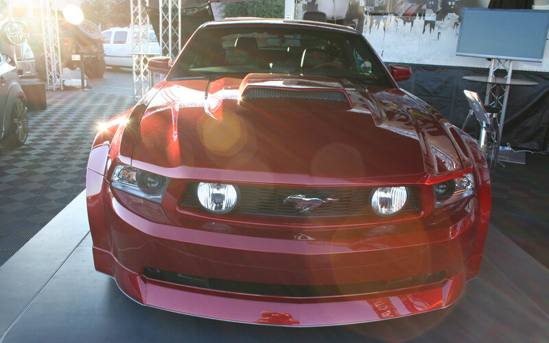 Red Mustang Car — Dramatic, Sunset