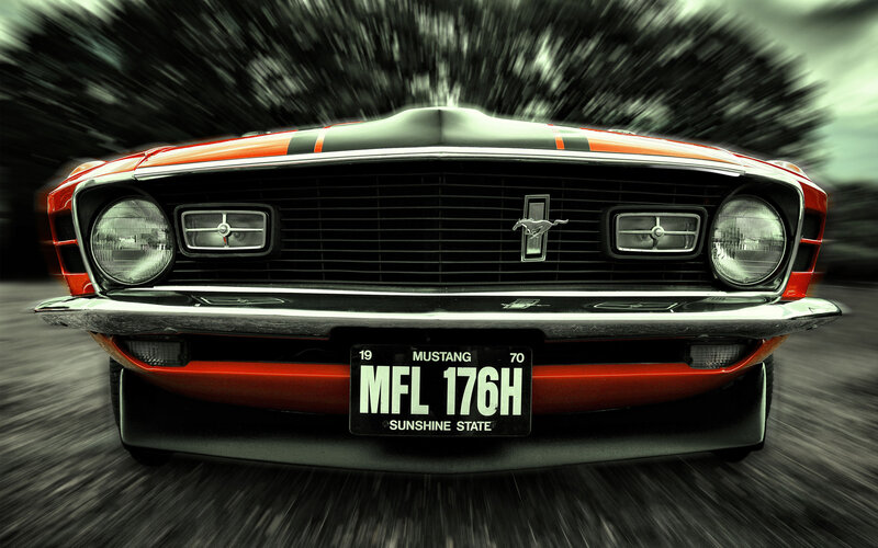 Red Mustang Car — Dynamic, Photograph, Grille