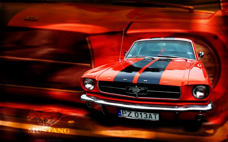Red Mustang Car — Dynamic, Photograph