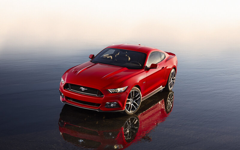 Red Mustang Car — Serene, Sunset