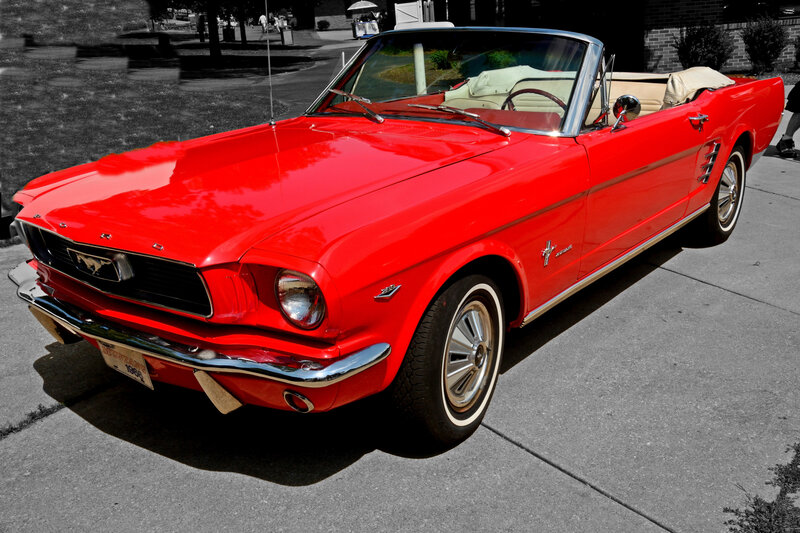 Red Mustang Convertible — Calm, Afternoon