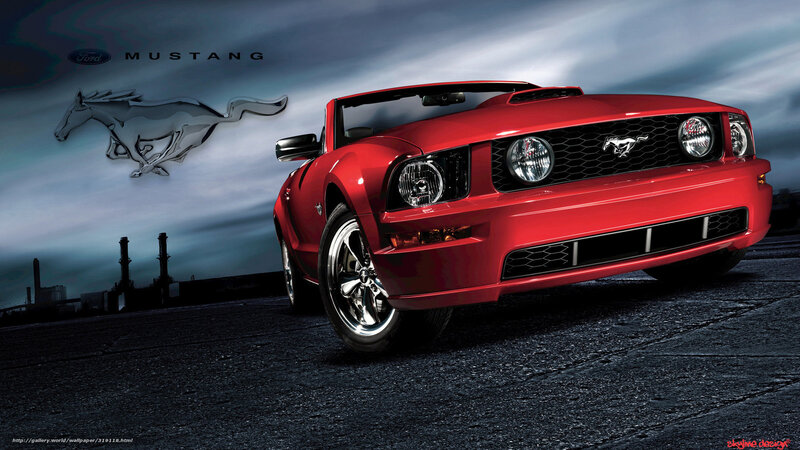 Red Mustang Convertible — Dramatic, Night, Digital Art
