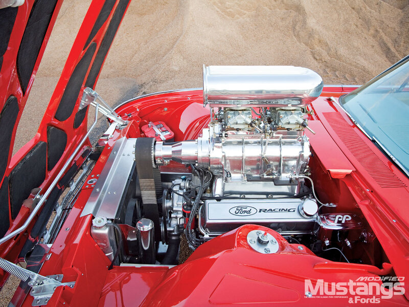red mustang engine bay