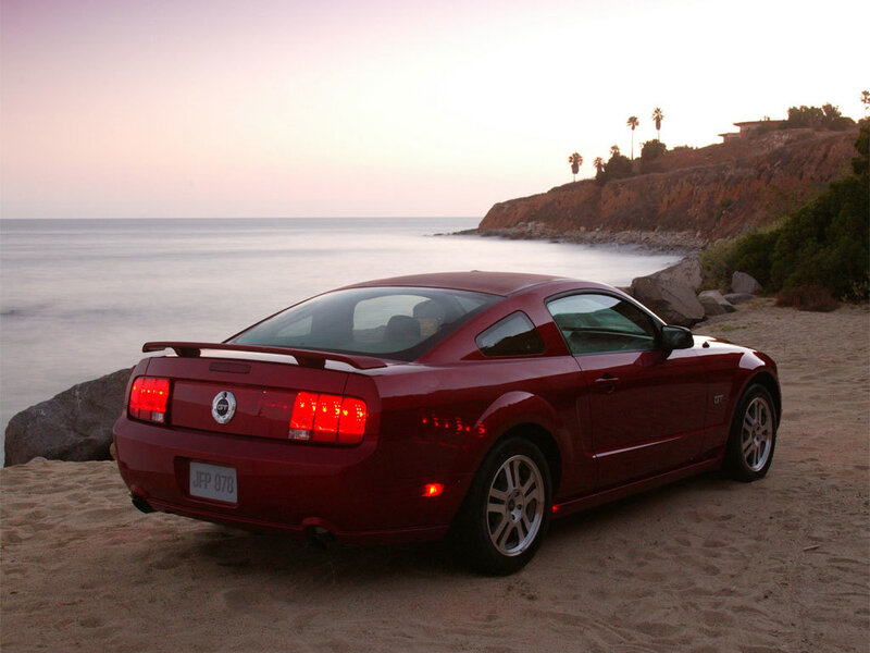 Red Mustang on Beach