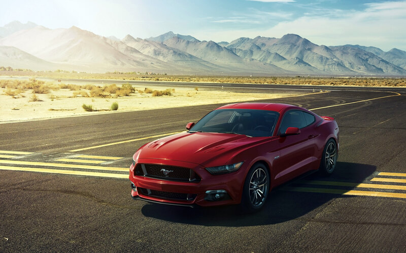 Red Mustang on Runway