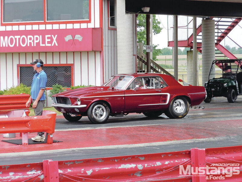 Red Mustang on Track