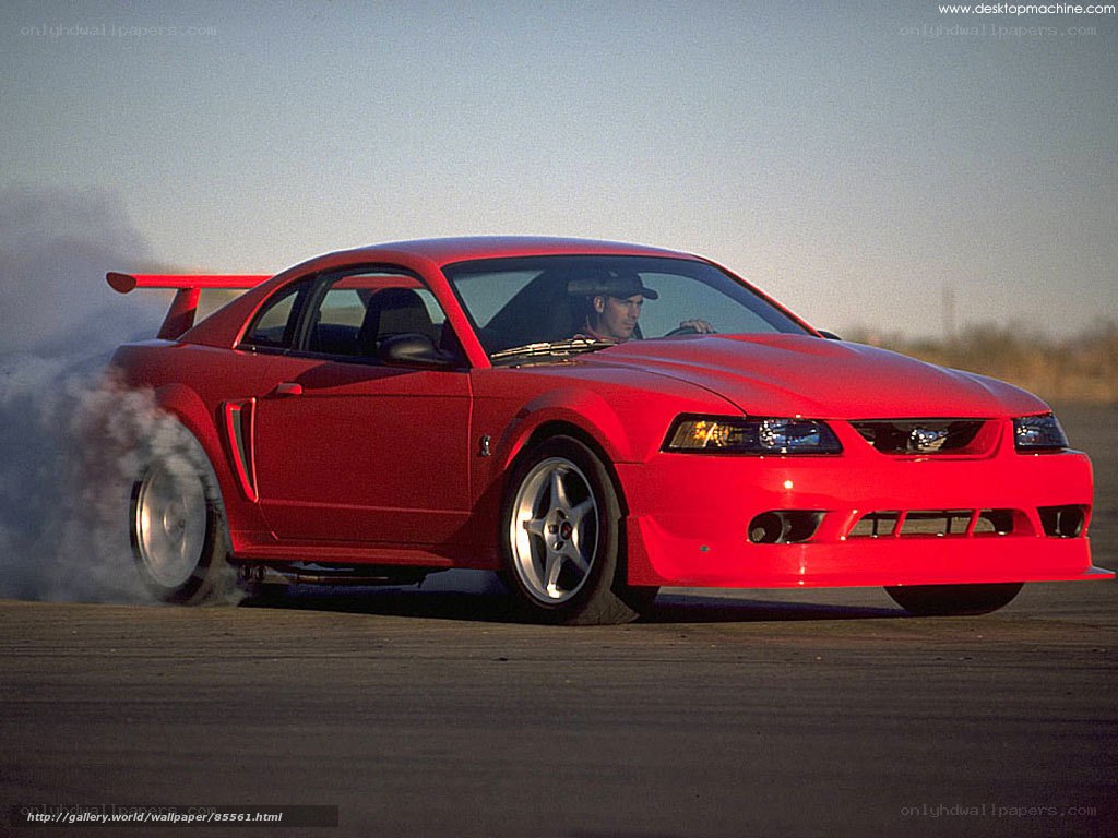 Red Mustang performing burnout