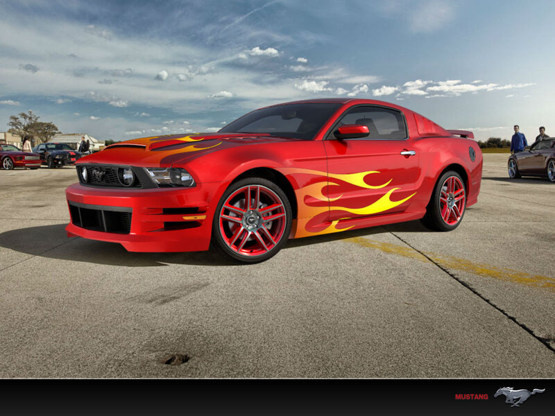 Red Mustang with Flames