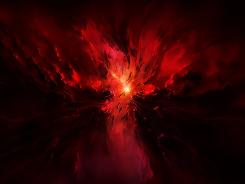 Red Nebula Explosion — Dramatic, Digital Art