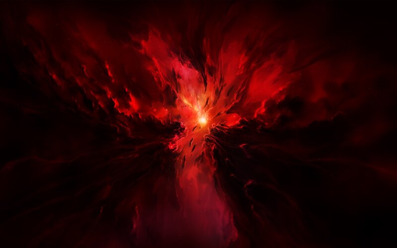 Red Nebula Explosion — Dramatic