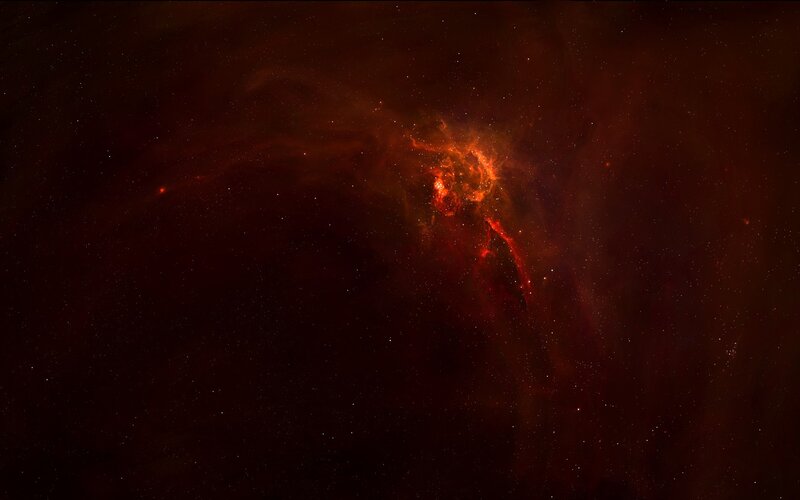Red nebula in deep space
