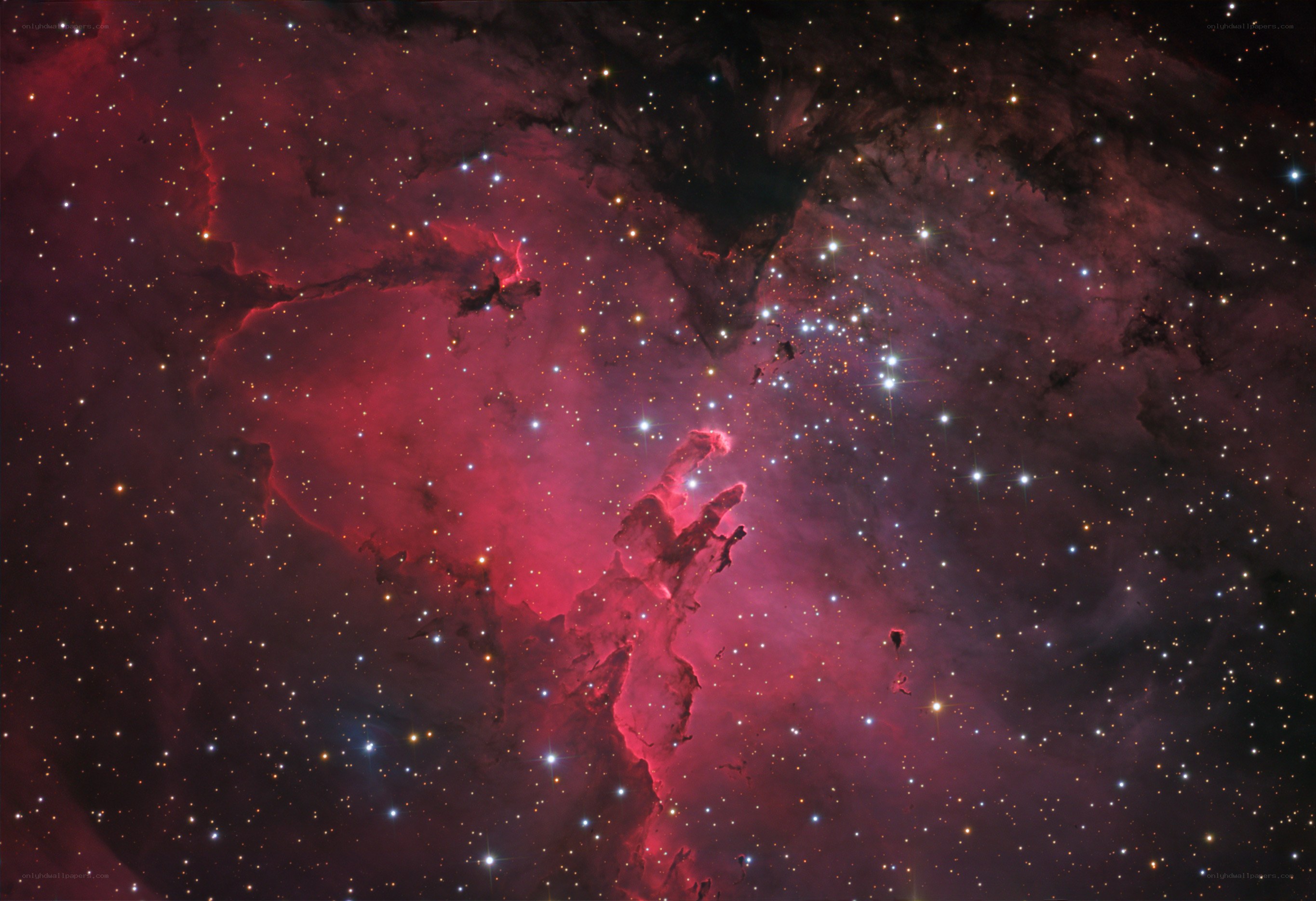 Red nebula in space