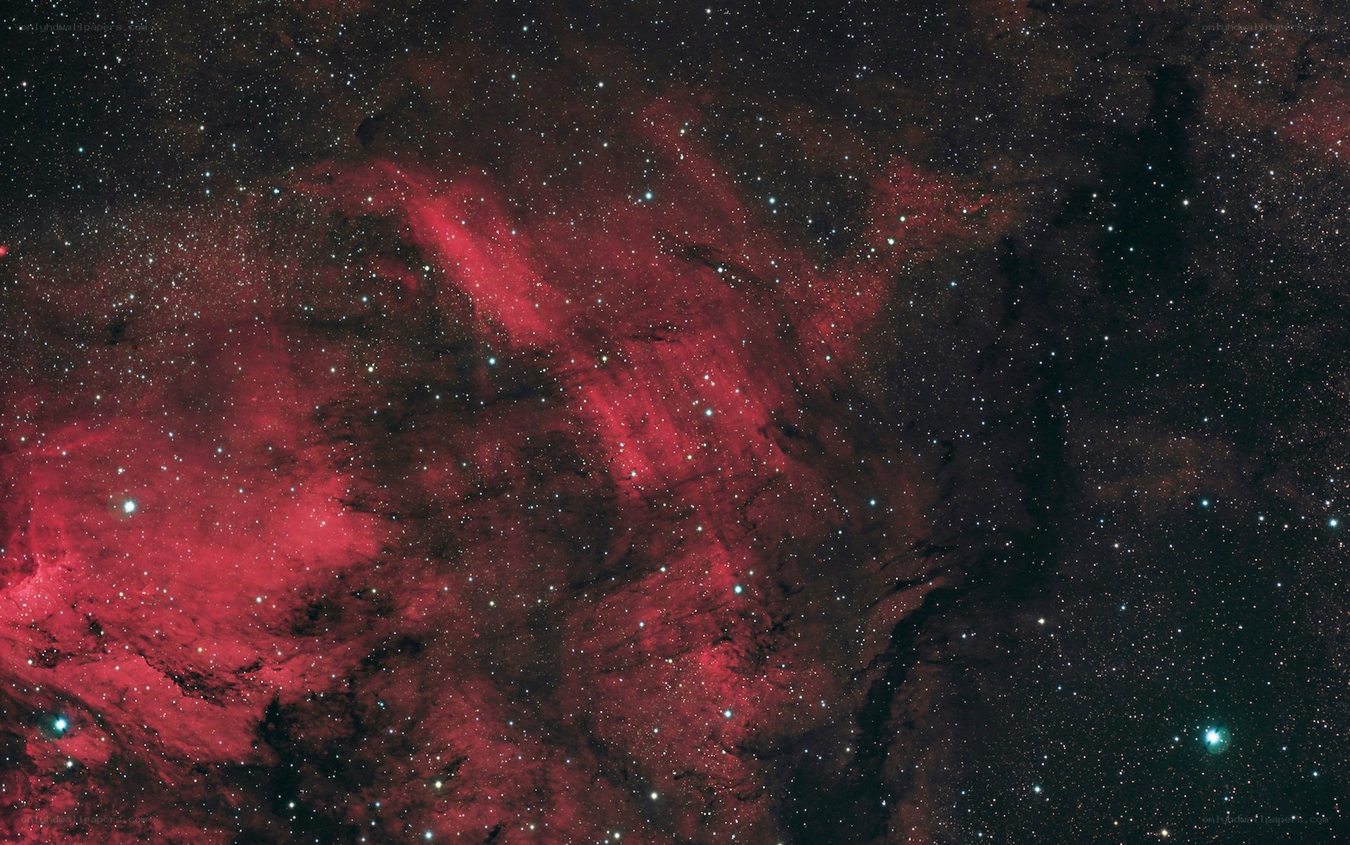 Red nebula in space