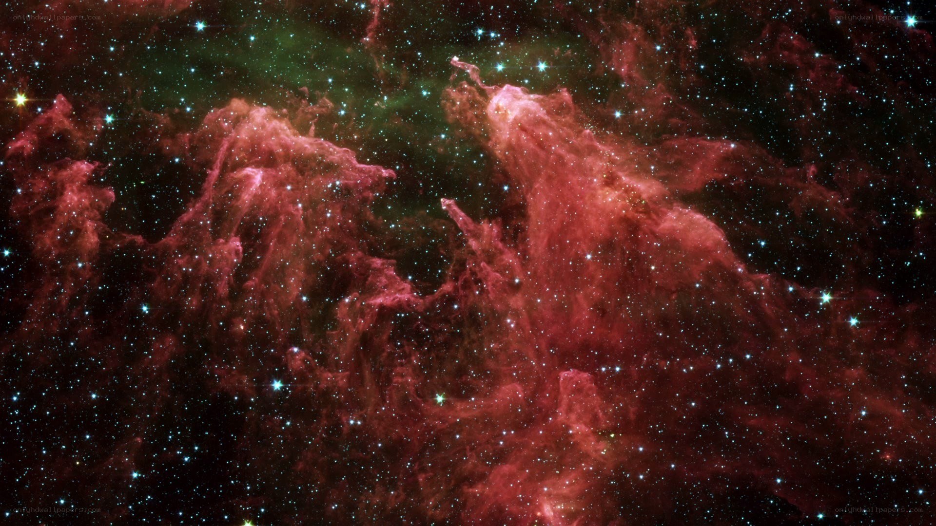Red nebula in space