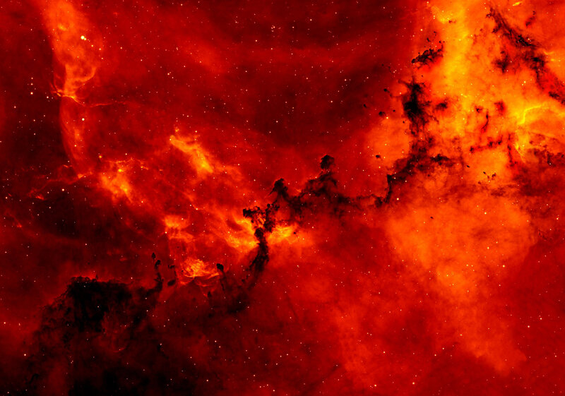 Red nebula in space