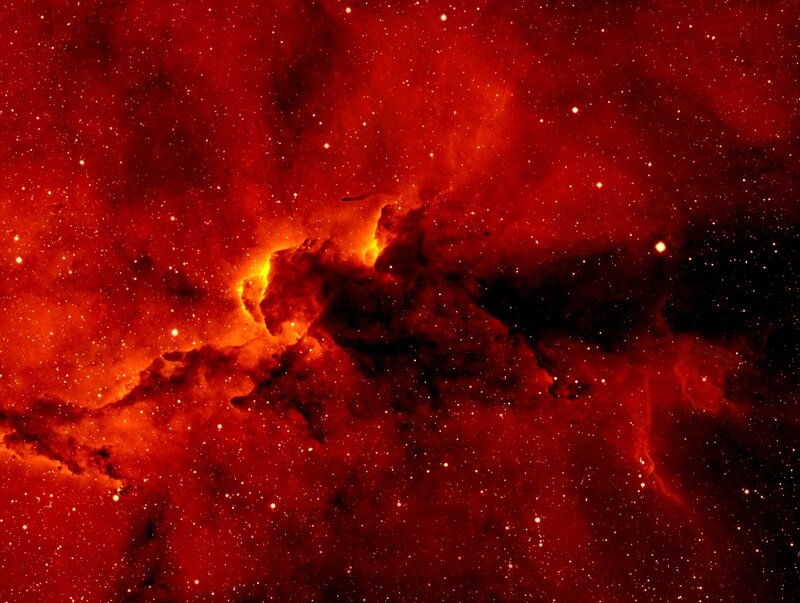 Red nebula in space