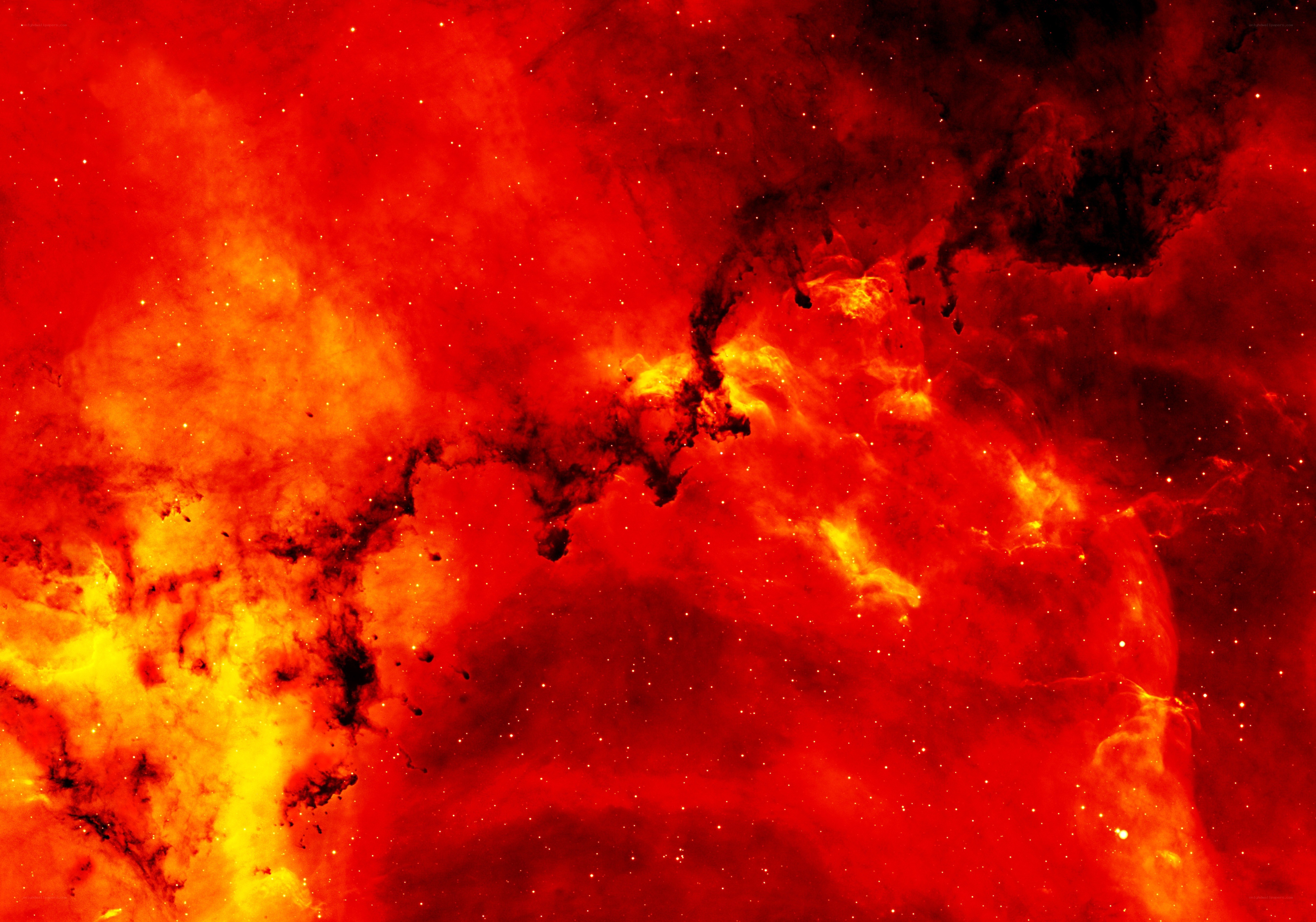 Red nebula in space